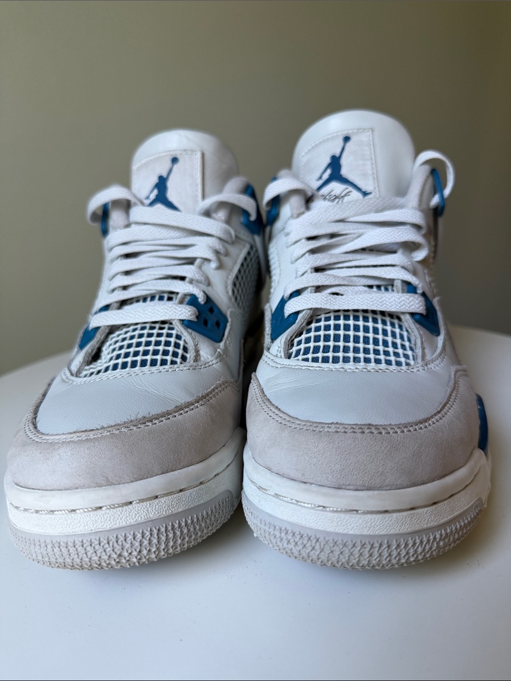 Nike Air Jordan 4 Retro Military Blue GS White Blue Sneakers Size6.5Y HF4281-141 - Picture 5 of 14